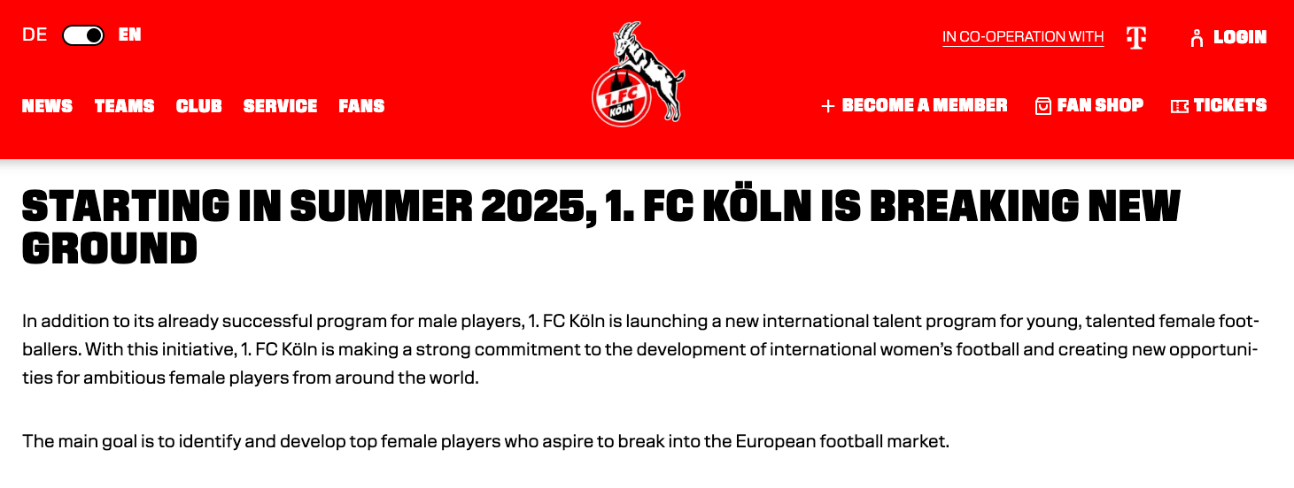 FC Cologne Website - Bundesliga ITP women